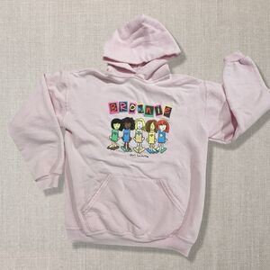 Girl Scouts Brownie 2000s Pink Pullover Hoodie Youth XL Graphic Sweatshirt